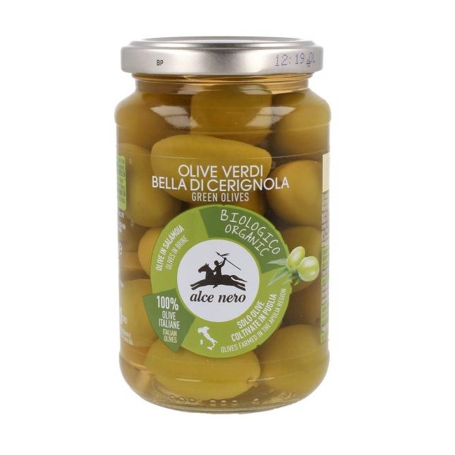 Oliivid rohelised Alce Nero (kividega), mahe, 350 g