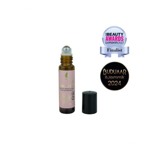 Bloom Me niisutav probiootiline roosi silmsümbrusseerum hüaluroonhappe ja provitamiiniga B5, 10ml